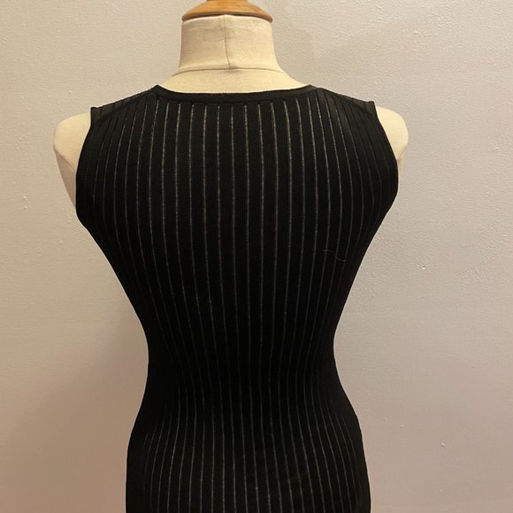 Il Gilet ladderstitch V-neck tank sweater in black viscose ladderstitch NWT - Picture 5 of 7